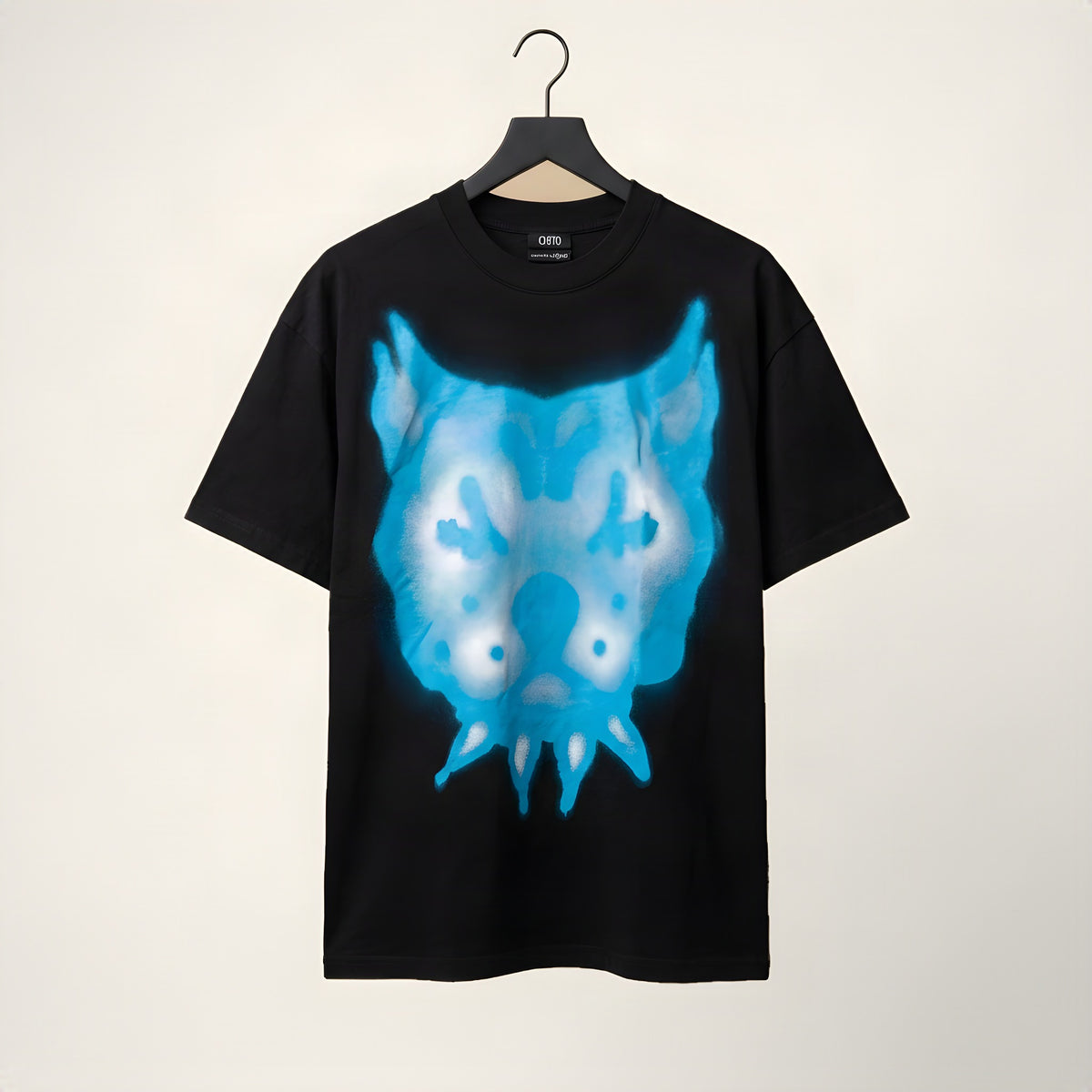 Camila Cabello C,XOXO black tee, blue airbrush dog front print