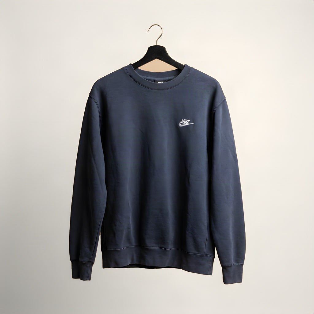 Nike Club navy crewneck sweatshirt, front