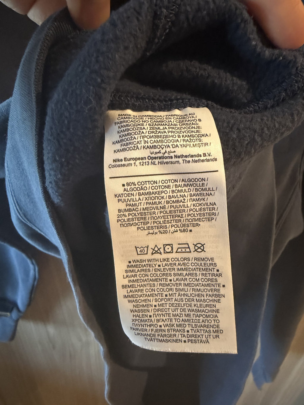 Nike care label, 80% cotton 20% polyester