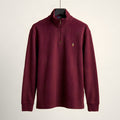 Polo Ralph Lauren burgundy rib-knit quarter-zip pullover, front