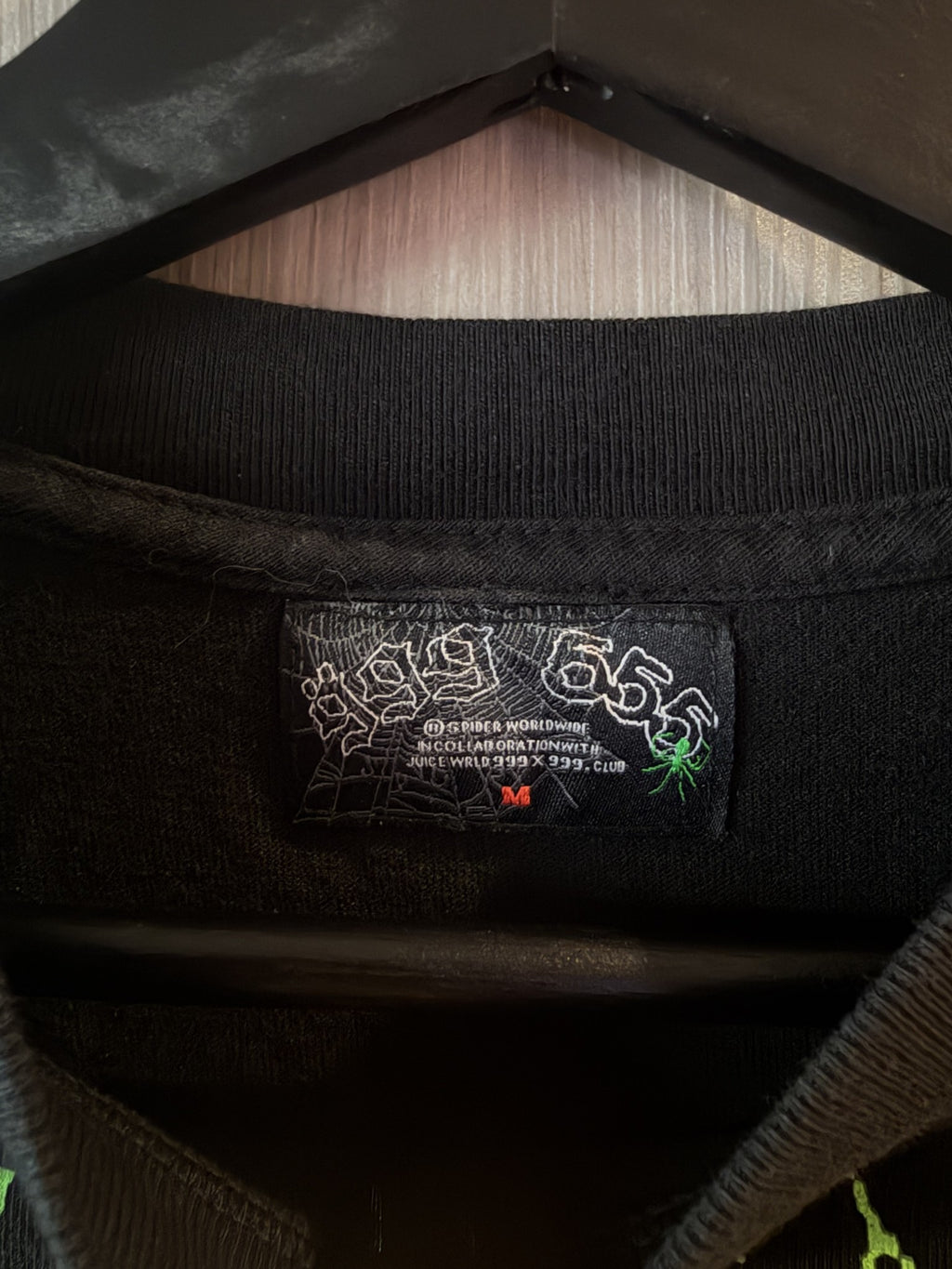 Spider Worldwide x Juice WRLD 999 Club collab neck label, size M