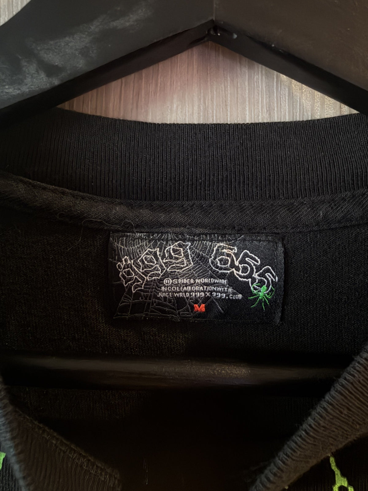 Spider Worldwide x Juice WRLD 999 Club collab neck label, size M