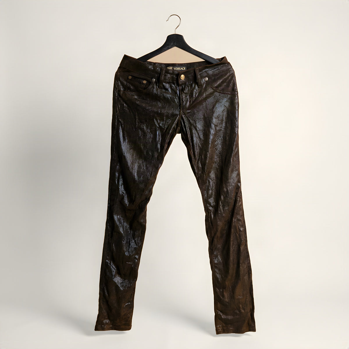 Versace Jeans Couture coated skinny jeans, front