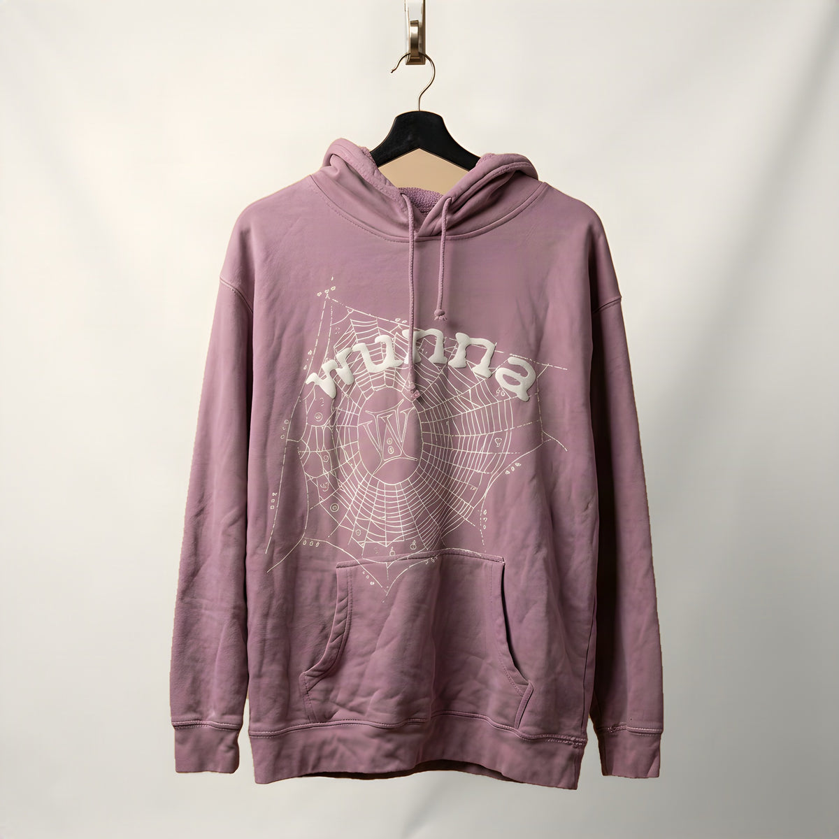 Sp5der x Gunna WUNNA lilac web hoodie, front